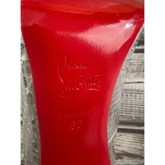 Christian Louboutin Lady Peep python snakeskin silver metallic hells shoes sz 36 - Picture 9 of 9